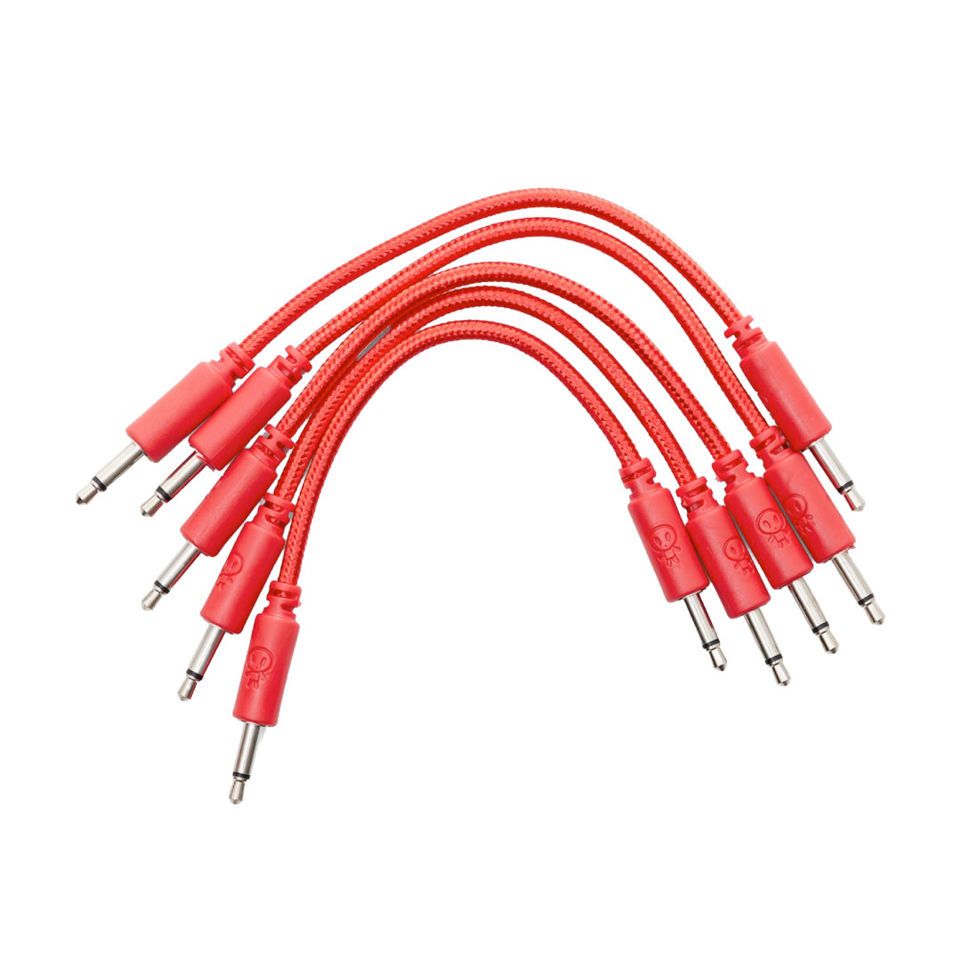 Braided Eurorack Patch Cables 10cm (5 pcs) Red